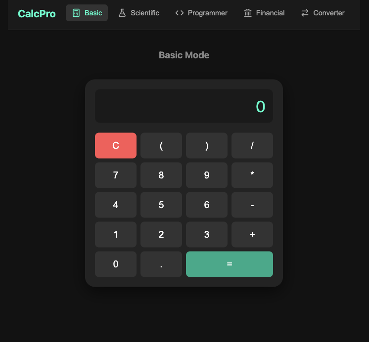 CalcPro Calculator project built with Python Django and React JS